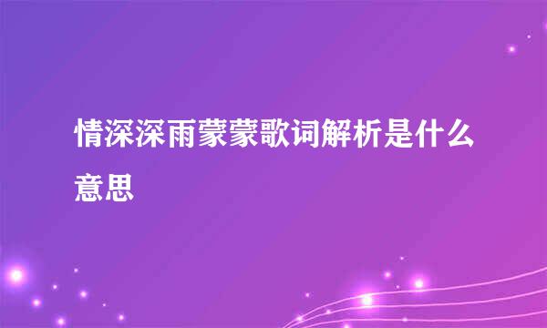 情深深雨蒙蒙歌词解析是什么意思