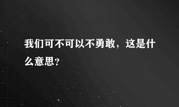 我们可不可以不勇敢，这是什么意思？