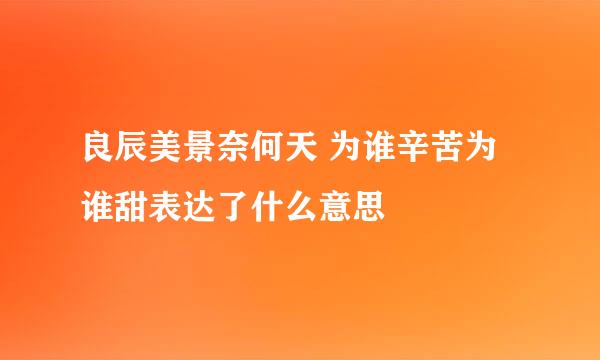 良辰美景奈何天 为谁辛苦为谁甜表达了什么意思