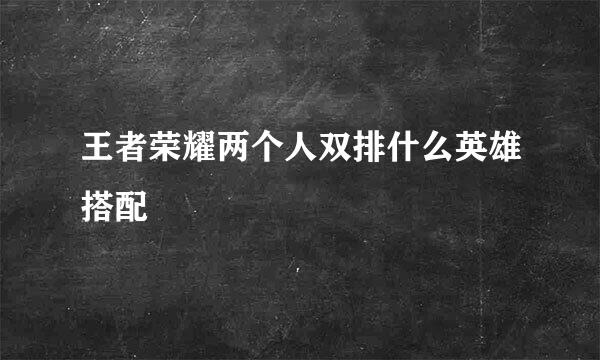 王者荣耀两个人双排什么英雄搭配