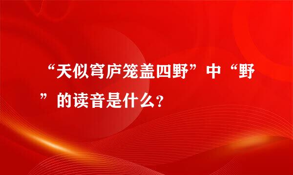 “天似穹庐笼盖四野”中“野”的读音是什么？