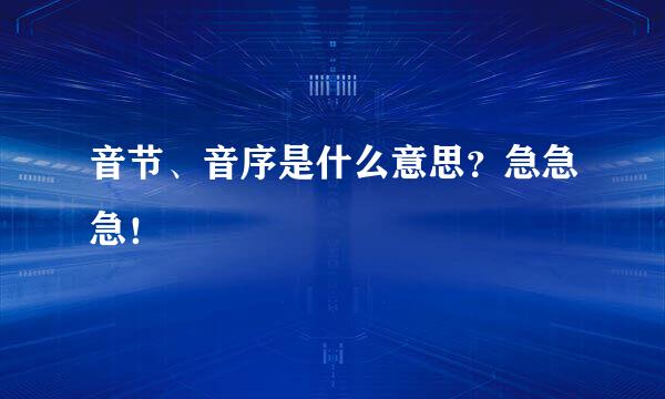 音节、音序是什么意思？急急急！