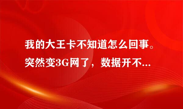 我的大王卡不知道怎么回事。突然变3G网了，数据开不起。其他的都没问