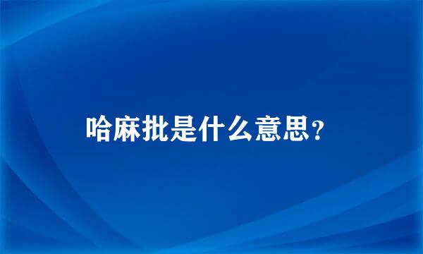 哈麻批是什么意思？