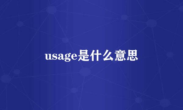 usage是什么意思