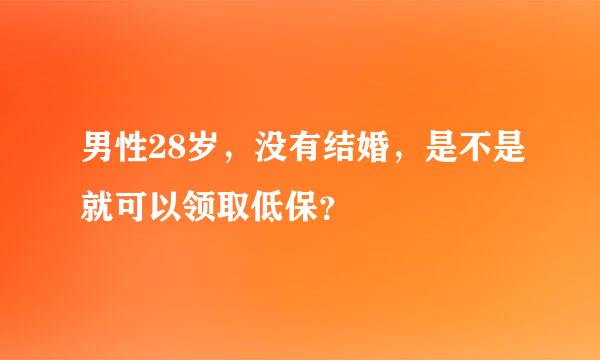 男性28岁，没有结婚，是不是就可以领取低保？