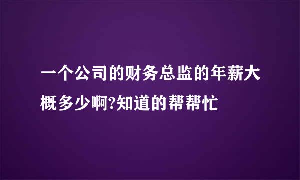 一个公司的财务总监的年薪大概多少啊?知道的帮帮忙