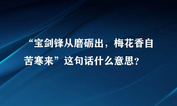 “宝剑锋从磨砺出，梅花香自苦寒来”这句话什么意思？