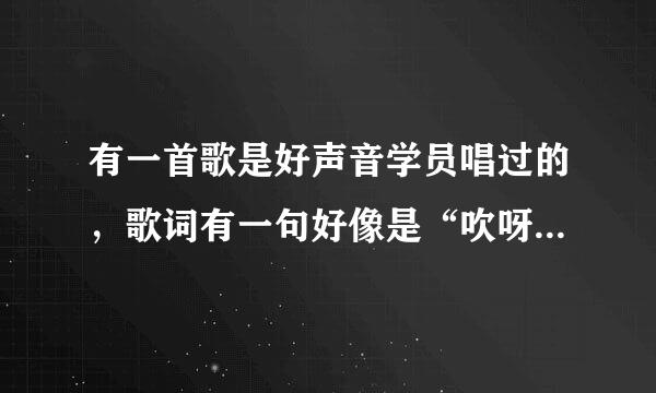 有一首歌是好声音学员唱过的，歌词有一句好像是“吹呀吹呀我的骄傲放纵”