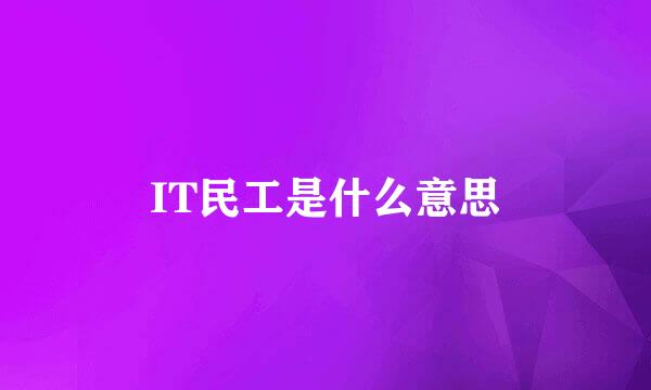 IT民工是什么意思