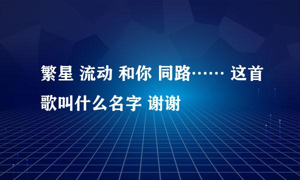 繁星 流动 和你 同路…… 这首歌叫什么名字 谢谢