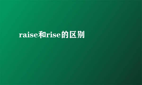 raise和rise的区别