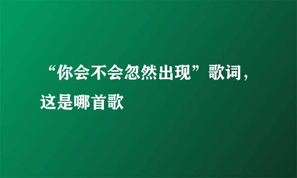 “你会不会忽然出现”歌词，这是哪首歌