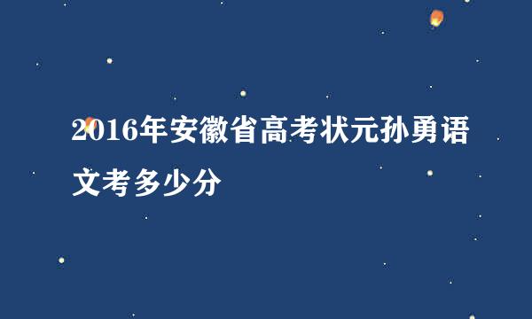 2016年安徽省高考状元孙勇语文考多少分