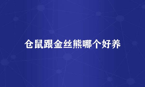 仓鼠跟金丝熊哪个好养