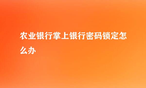 农业银行掌上银行密码锁定怎么办