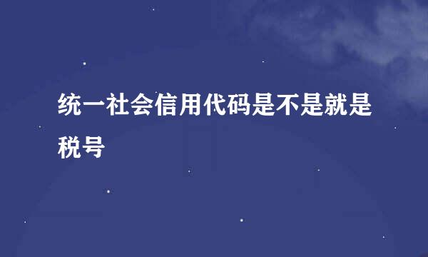 统一社会信用代码是不是就是税号