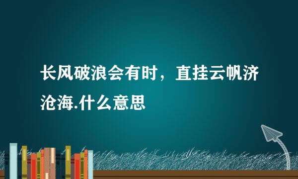 长风破浪会有时，直挂云帆济沧海.什么意思