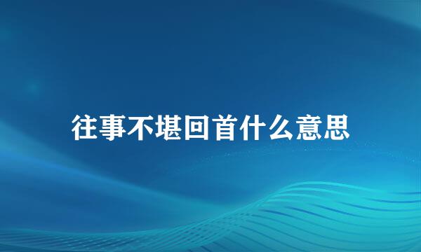 往事不堪回首什么意思