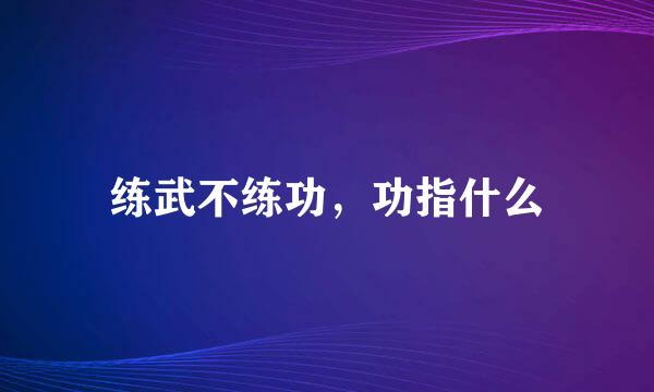 练武不练功，功指什么