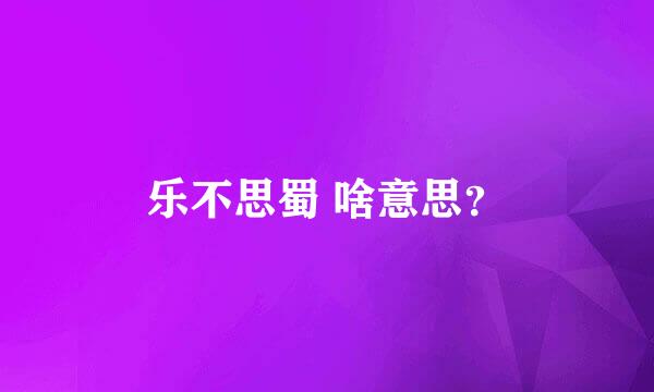 乐不思蜀 啥意思？