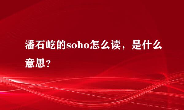 潘石屹的soho怎么读，是什么意思？