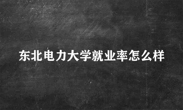 东北电力大学就业率怎么样