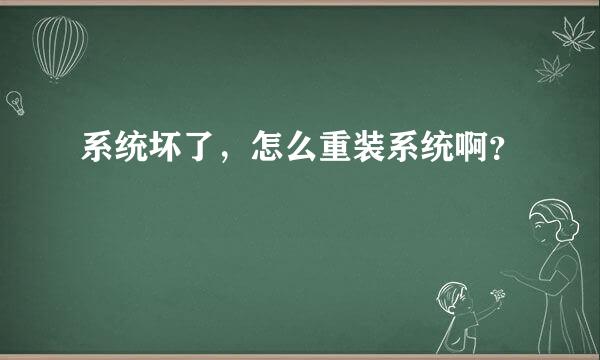 系统坏了，怎么重装系统啊？