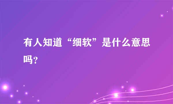 有人知道“细软”是什么意思吗？