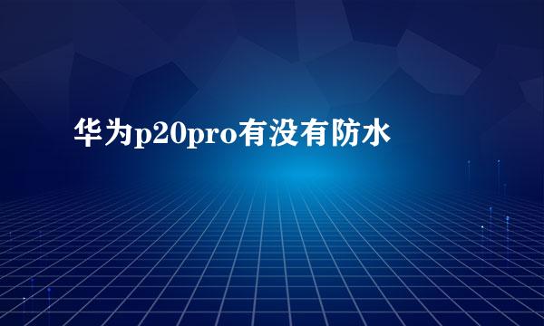 华为p20pro有没有防水