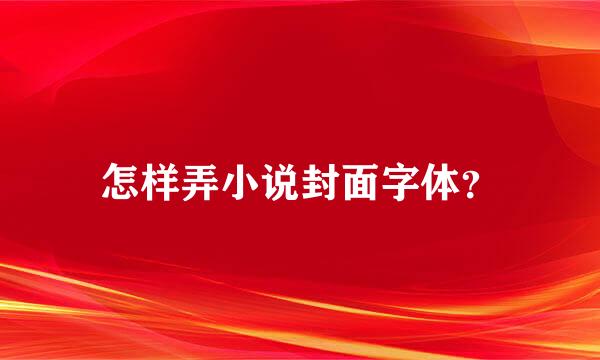 怎样弄小说封面字体？