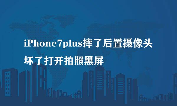 iPhone7plus摔了后置摄像头坏了打开拍照黑屏