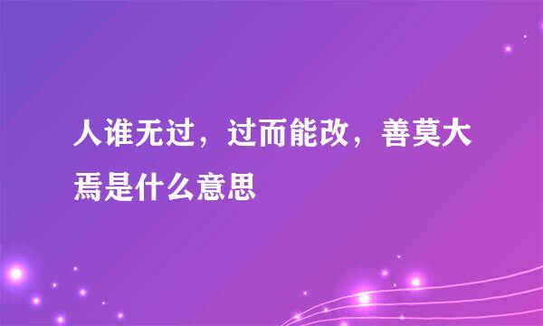 人谁无过，过而能改，善莫大焉是什么意思