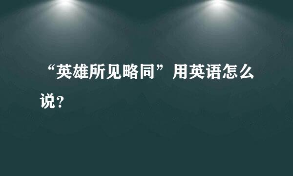 “英雄所见略同”用英语怎么说？