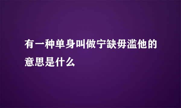 有一种单身叫做宁缺毋滥他的意思是什么