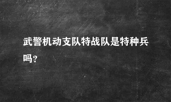 武警机动支队特战队是特种兵吗？