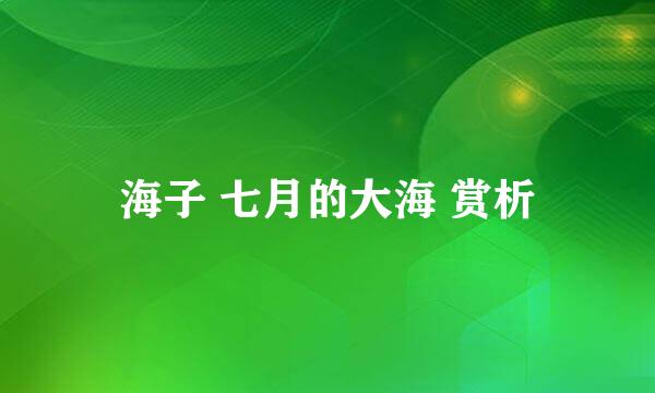 海子 七月的大海 赏析