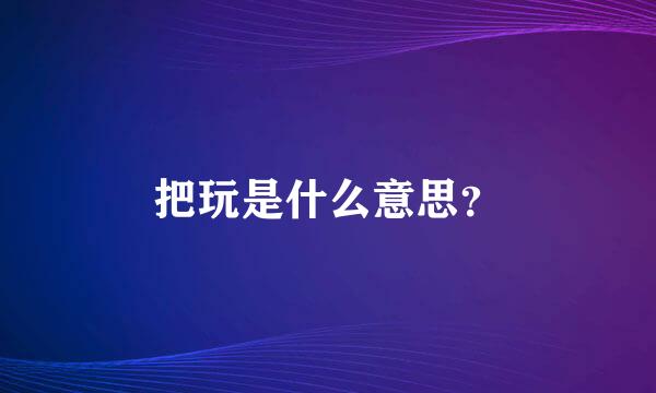 把玩是什么意思？