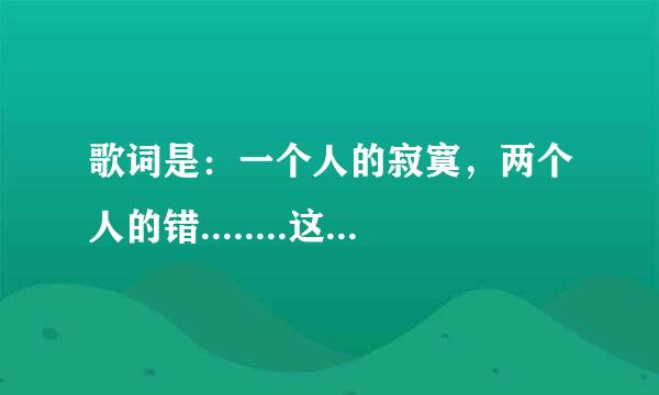 歌词是：一个人的寂寞，两个人的错........这个歌曲的名字叫什么呀？