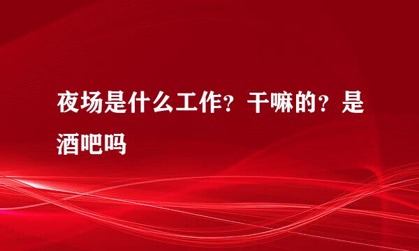 夜场是什么工作？干嘛的？是酒吧吗