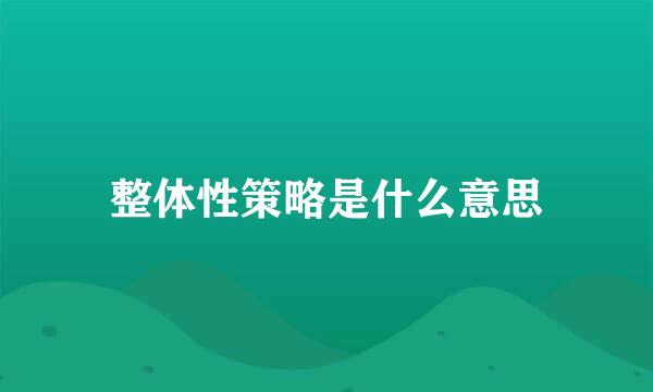 整体性策略是什么意思