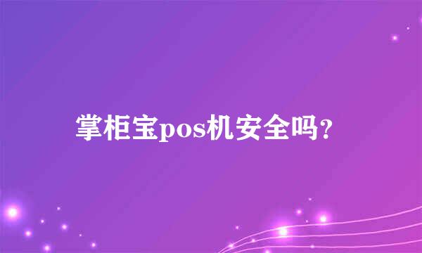 掌柜宝pos机安全吗？