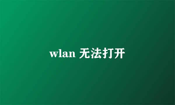 wlan 无法打开