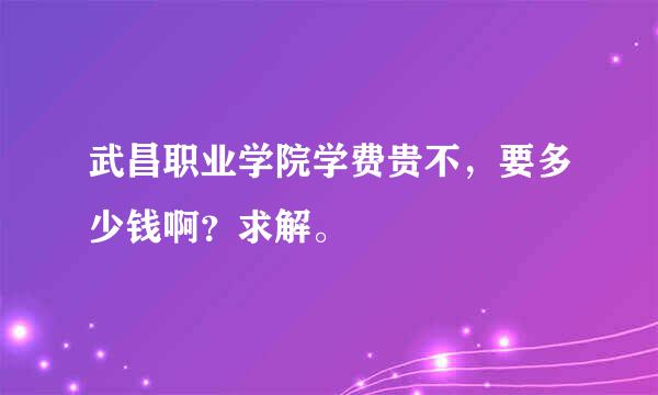 武昌职业学院学费贵不，要多少钱啊？求解。