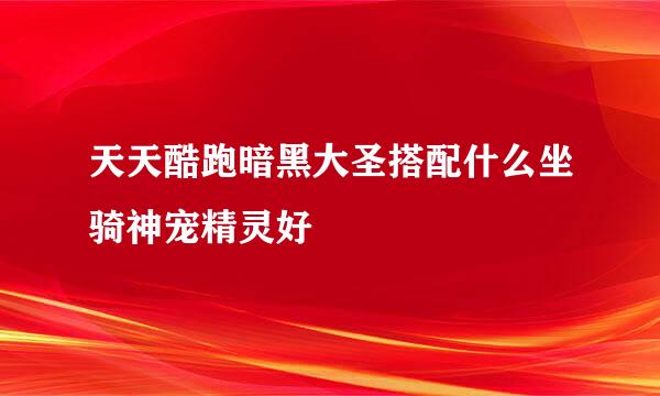 天天酷跑暗黑大圣搭配什么坐骑神宠精灵好