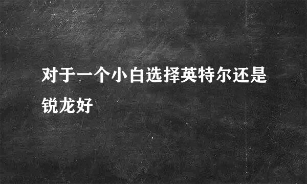 对于一个小白选择英特尔还是锐龙好