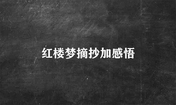 红楼梦摘抄加感悟