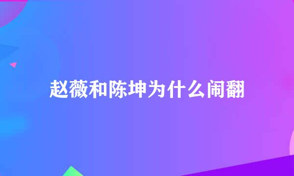 赵薇和陈坤为什么闹翻