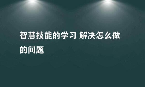 智慧技能的学习 解决怎么做的问题