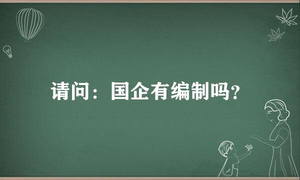 请问：国企有编制吗？